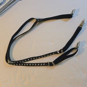 Womens Black Bling Rhinestone Suspenders 90's Vintage Sparkle y2k